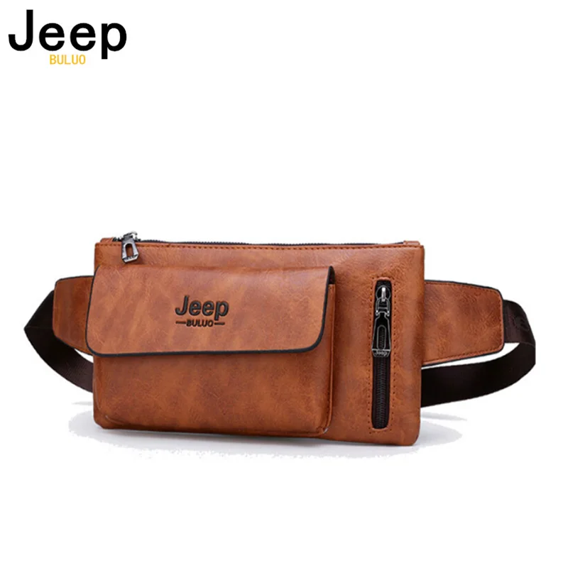Мужская брендовая слинг сумка JEEP BULUO оранжевая повседневная кожаная нагрудная
