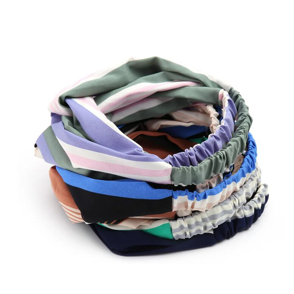 2020 Модные женские повязки на голову с цветочным принтом и перехлёстом клетчатые