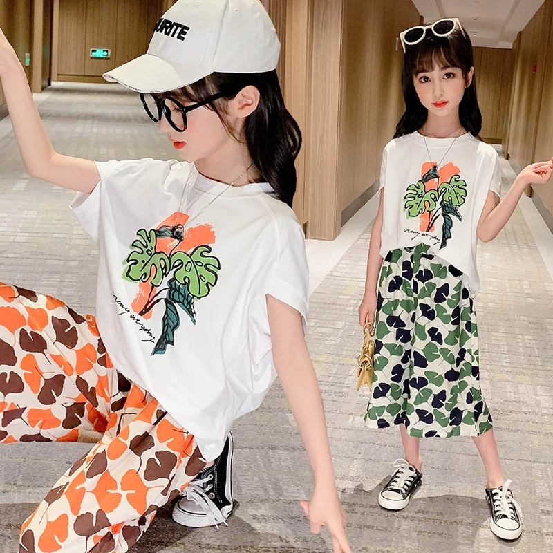 Комплекты одежды для маленьких девочек юбка-пачка с цветочным принтом + футболка