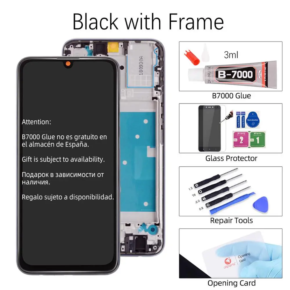 Black with Frame Дисплей для huawei Honor 10 Lite, ЖК сенсорный экран, дигитайзер с рамкой для huawei Honor 10 Lite, дисплей 6,21 дюйма, HRY-LX1 H - Цвет: Black with Frame