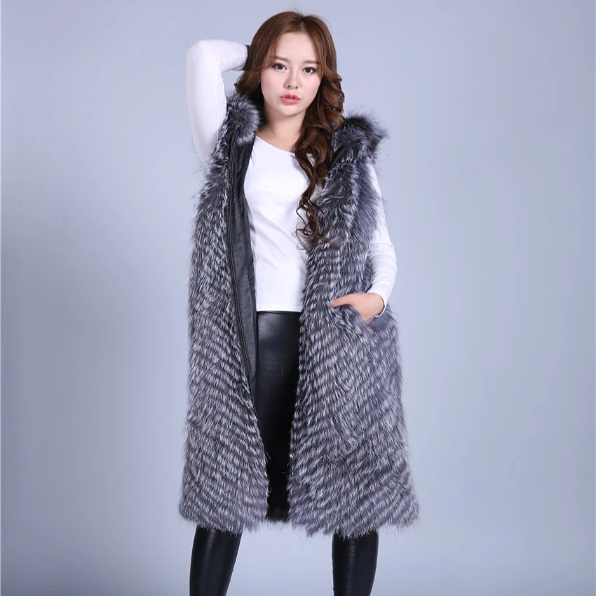 

Furvestтеплый жилет из лисьей шерсти с отделкой на молнии, натуральный жилет с капюшоном, жилет из таинственной лисы