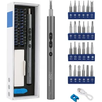 electric mini precision screwdriver cordless with light 28 in 1 including 24 driver bits led lights and magnetic mat for phone