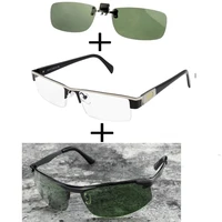 3pcs titanium business reading glasses men super quality alloy polarized sunglasses high quality sunglasses clip