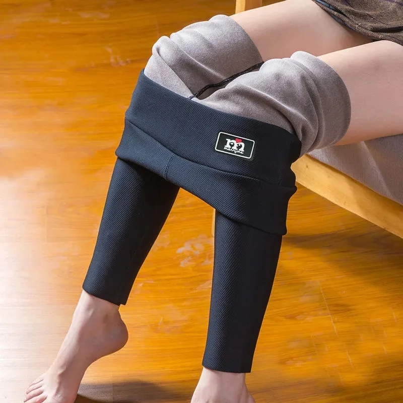 

Fashion Ice Silk Check Ladies Leggings Winter Thicken Warm Slim Cotton Pants For Women 2021 High Waist Casual Leggins Female