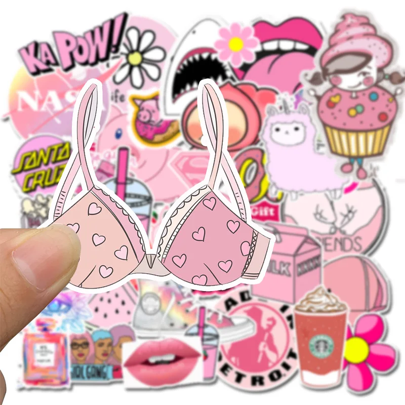 50 девочек Kawaii розовый Vsco девушка забавные водостойкие наклейки из ПВХ игрушка