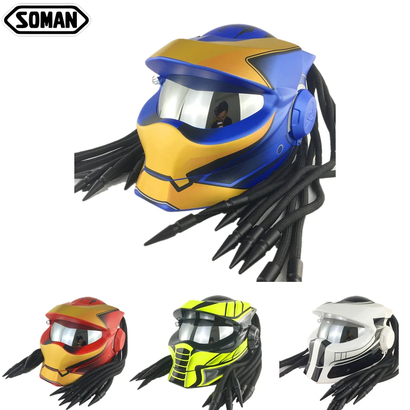 Мотоциклетный шлем защитный на все лицо с принтом &quotЖелезный человек&quot в стиле