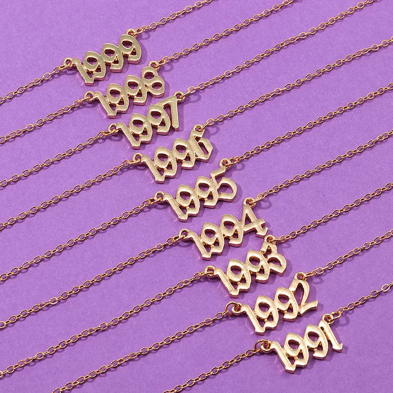 

Fashion Letter Pendant Necklace For Women Year Number Initial Necklace 1996 1997 1998 Year Necklace Birthday Gift Collares