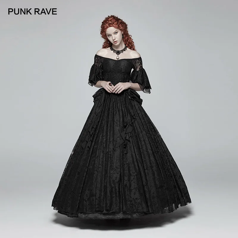 Женское готическое кружевное платье Lolita Черное вечернее танцевальное