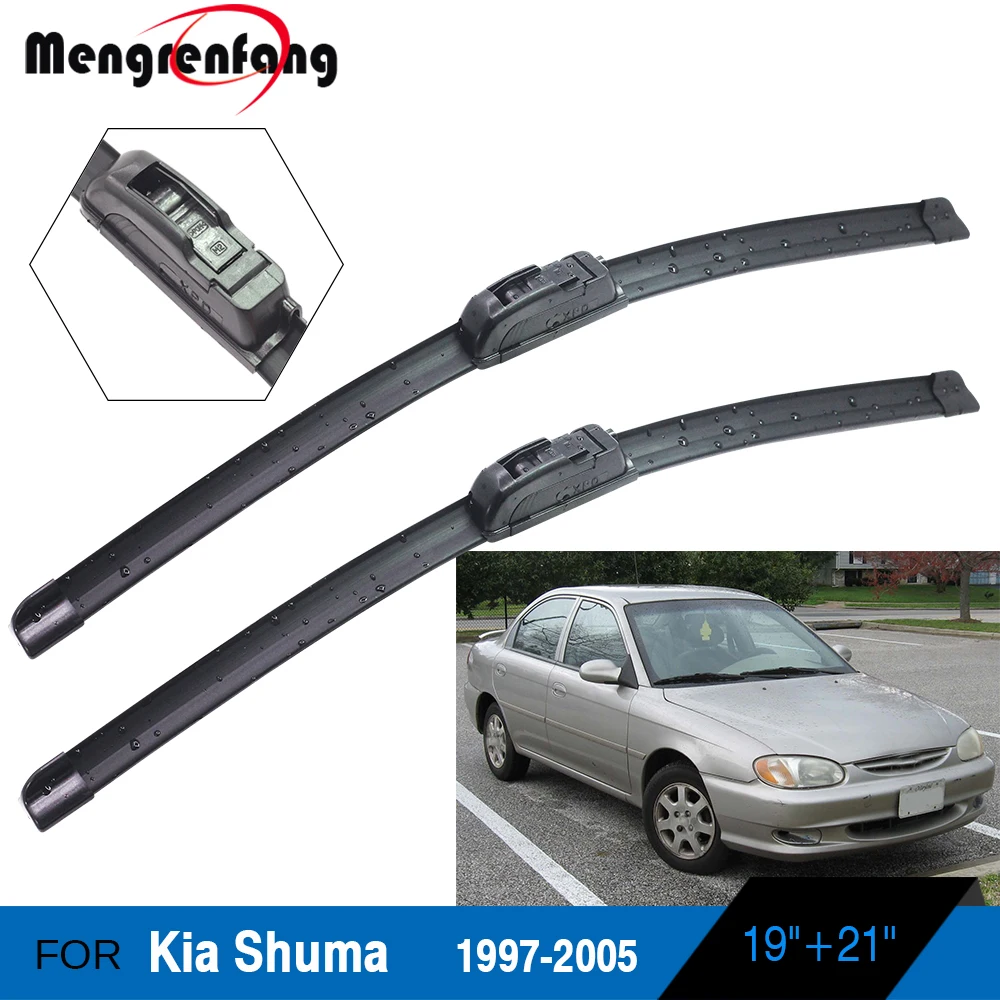

For Kia Shuma Car Front Windscreen Wiper Blades Soft Rubber Wiper J Hook Arms 1997 1998 1999 2000 2001 2002 2003 2004 2005
