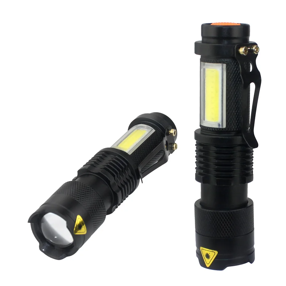 

3800LM XML-Q5+COB Portable Ultra Bright Handheld LED Flashlight with Adjustable Focus ZOOM Mini Torch Use AA 14500 Battery