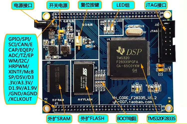 Материнская плата DSP28335 core board TMS320F28335 макетная с шестью уровнями самая маленькая