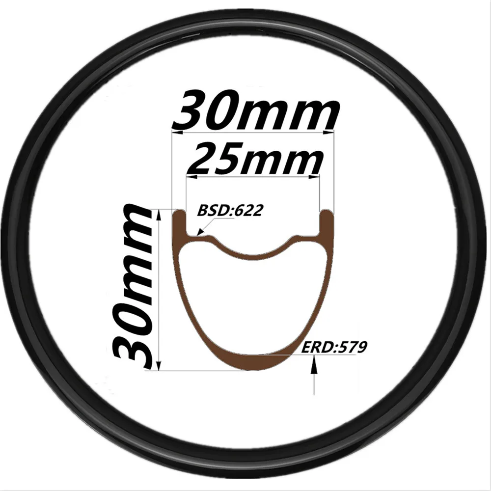 

29er 30mm Depth 30mm Width Super Light Tubeless MTB Carbon Rim 30x30mm MTB Bike Circle Ring Mountain Bicycle Carbon MTB Rim