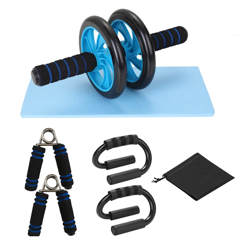 

5-In-1 AB Wheel Roller Kit Fitness Equipment Workout Wheel Exerciser Abdominal Press Wheel With Push-UP Bar Jump Rope Knee Pad
