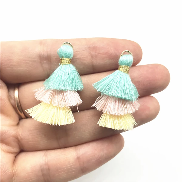 2 шт Bohochic Boho 3 слоя хлопок Красочные кисточки для изготовления ювелирных изделий Diy ювелирных изделий Аксессуары