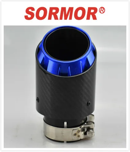 

SORMOR размер под заказ волоконный Черный Нержавеющая сталь с голубым покрытием модифицированный универсальный автомобильный глушитель выхл...