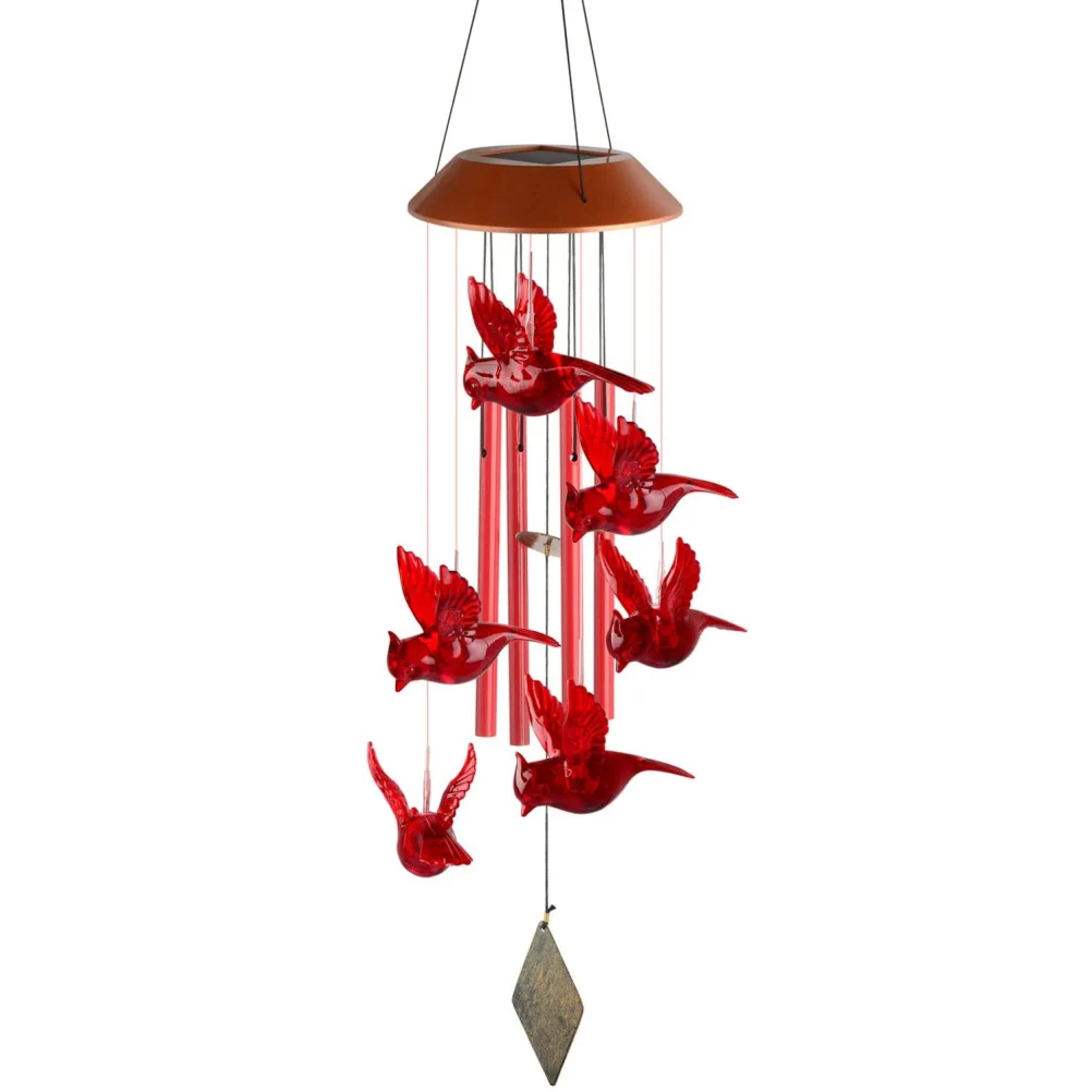 

Solar Cardinal Wind Chimes Lights Waterproof Red Bird LED Wind Chimes Light For Terraces And Gardens Outdoor Hanging Decoration