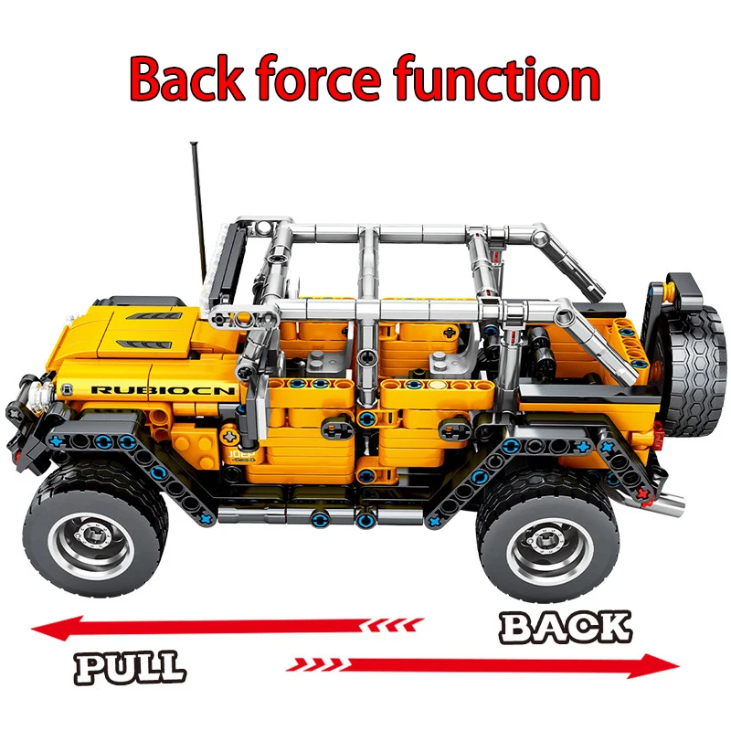 

601pcs Jeeps Off-Road Vehicle Building Block Pull Back Car Bricks Technical MOC Creative Mechanical City Children Toy For Boy