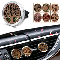 wooden pattern car air freshener tree of life magnetic locket stainless steel aromatherapy pendant with 10pcs pads