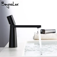 bathroom faucets black brass single hole single handle 360 degree rotation deck mounted basin hot and cold water sink