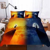 complete double bed duvet cover night wolf and sheep printed bedding clothes for adult with pillowcases king single size