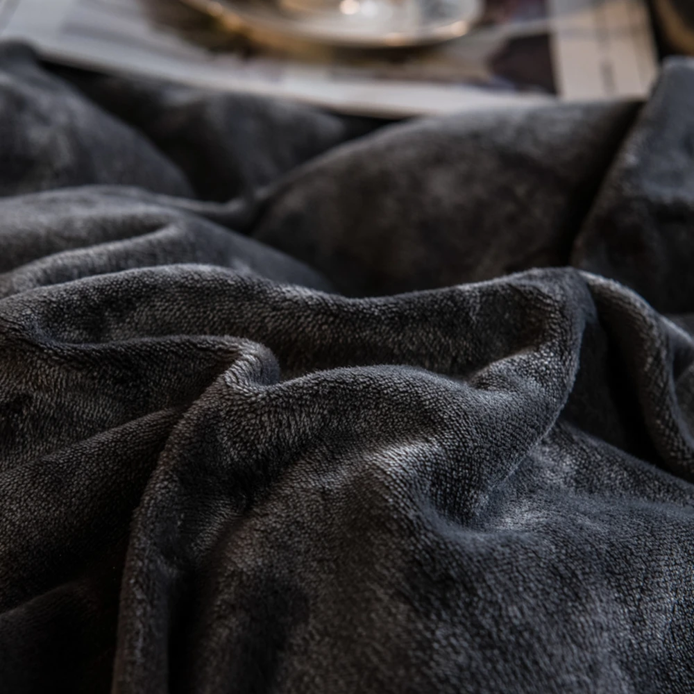 Домашний текстиль темно-серый Кристальный бархат коралловый флис зимний мягкий