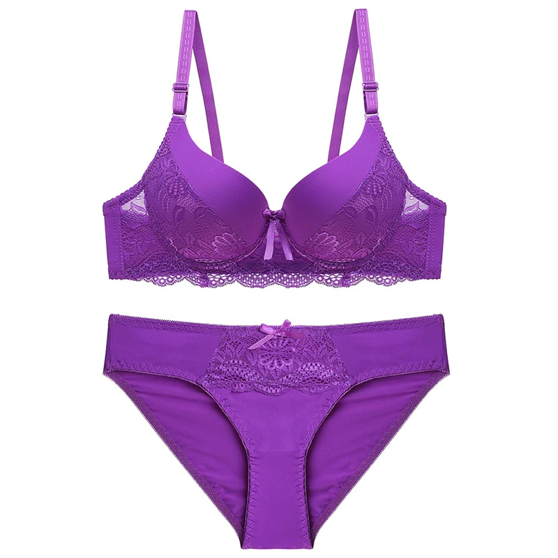 Женский бюстгальтер и трусики комплект нижнего белья Тонкий вышитый пуш ап