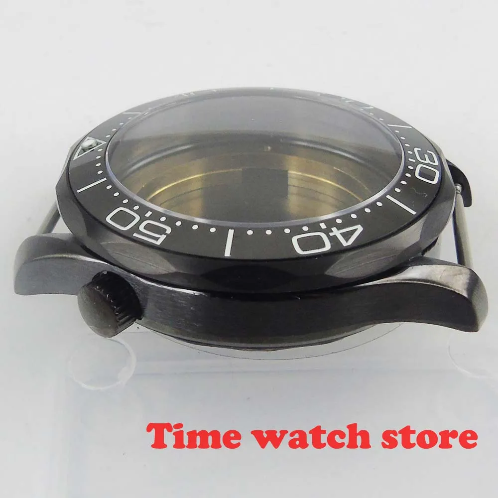 Полированное черное сапфировое стекло из нержавеющей стали PVD 41 мм подходит для