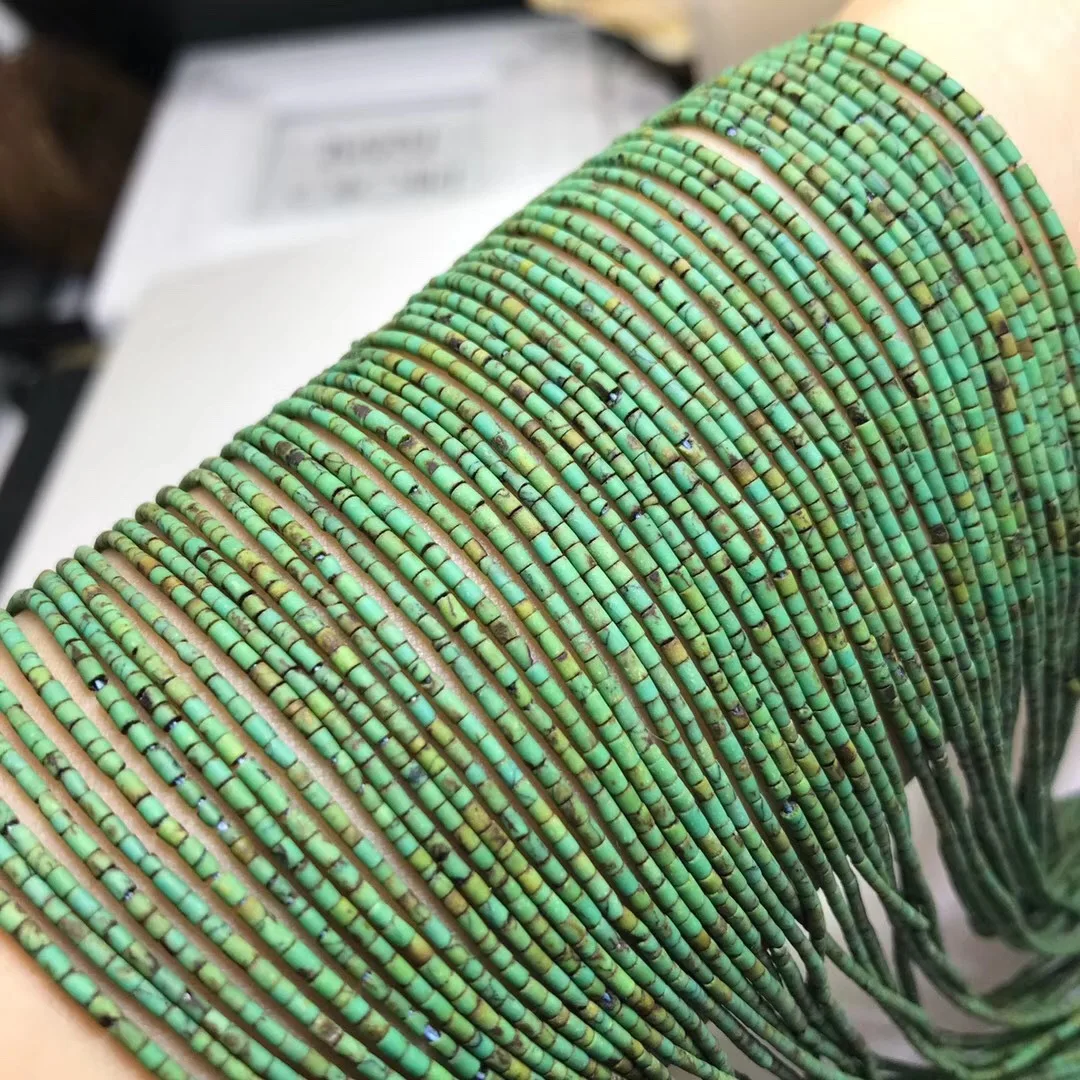 Натуральный кристалл камень Мода Яркий 1 5 мм зеленая сосновая трубка бусины DIY