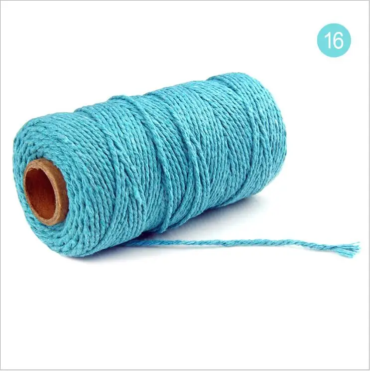 Lake Blue Красочные хлопчатобумажные витые нитки для шитья, 100 м, макраме, ремесла, хлопчатобумажная льняная веревка, домашний текстиль, сделай сам, Свадебный декор - Цвет: Lake Blue