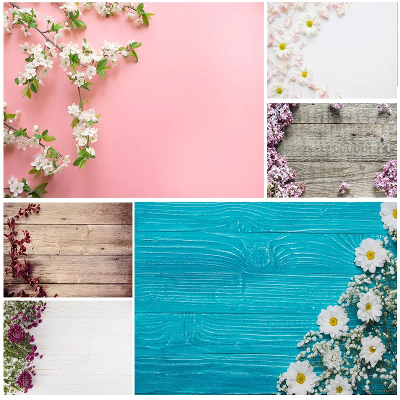 

Vinyl Custom Photography Backdrops Props Flower Wood Planks Photo Studio Background 21912 NNL-08