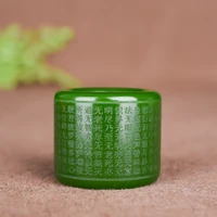 natural green jade stone buddhism heart meridian ring fashion charm jadeite jewelry hand carved fine amulet for men women gifts