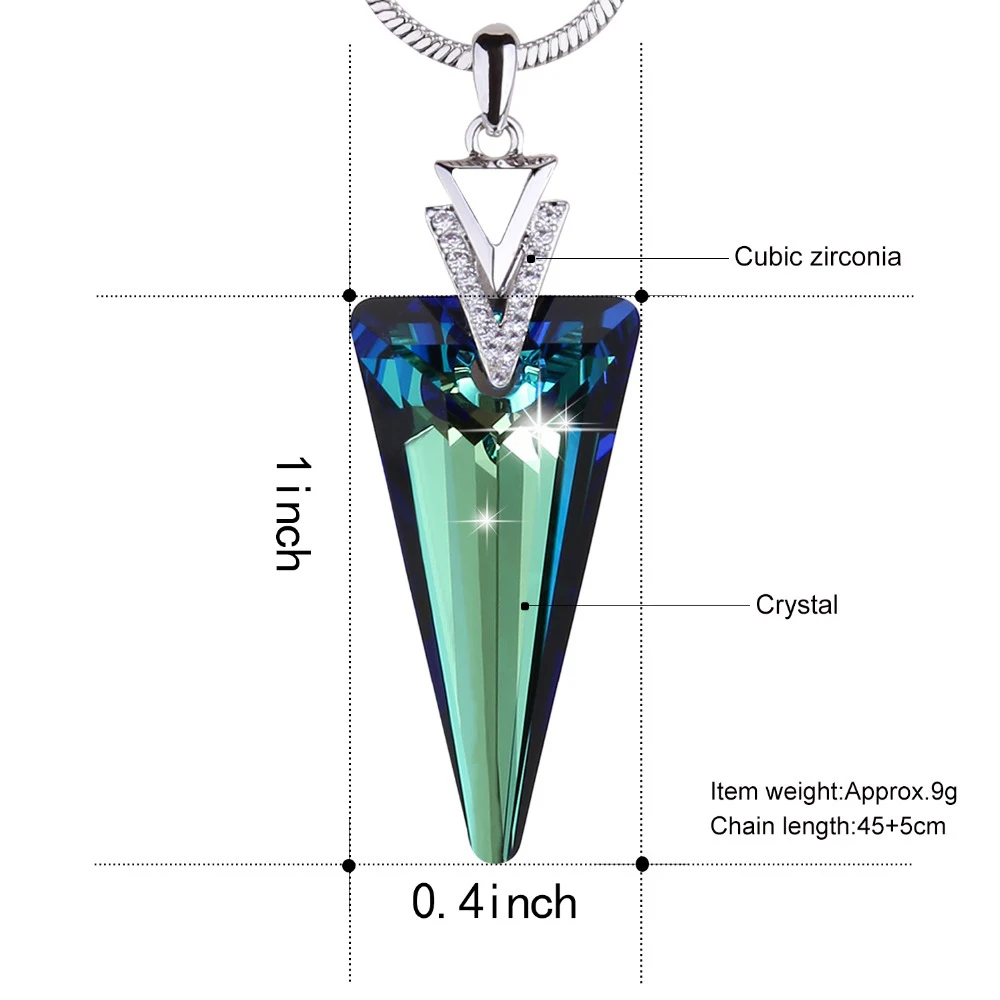Женское Ожерелье Warme Farben с кристаллами Swarovski, изящное ювелирное изделие, ожерелье с подвеской из треугольника и кристаллов, ожерелье со змеиной цепочкой