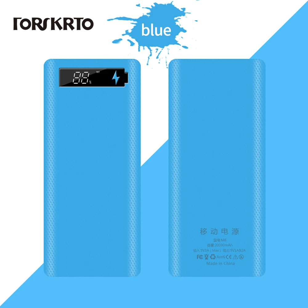 Forskrto 5V Dual USB Автомобильное зарядное устройство 8*18650 Power Bank кабель с разъемом типа C