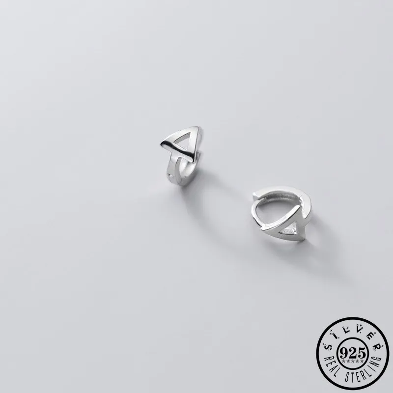 

925 Sterling Silver Geometric Triangle Shape Gold Color Plated Small Ear Hoops Piercing Earrings Minimalist Jewelry for Women