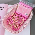 100 оригинальные розовые ватные палочки с двойной головкой, женский макияж, съемные ватные палочки, наконечник для медицинского носа
