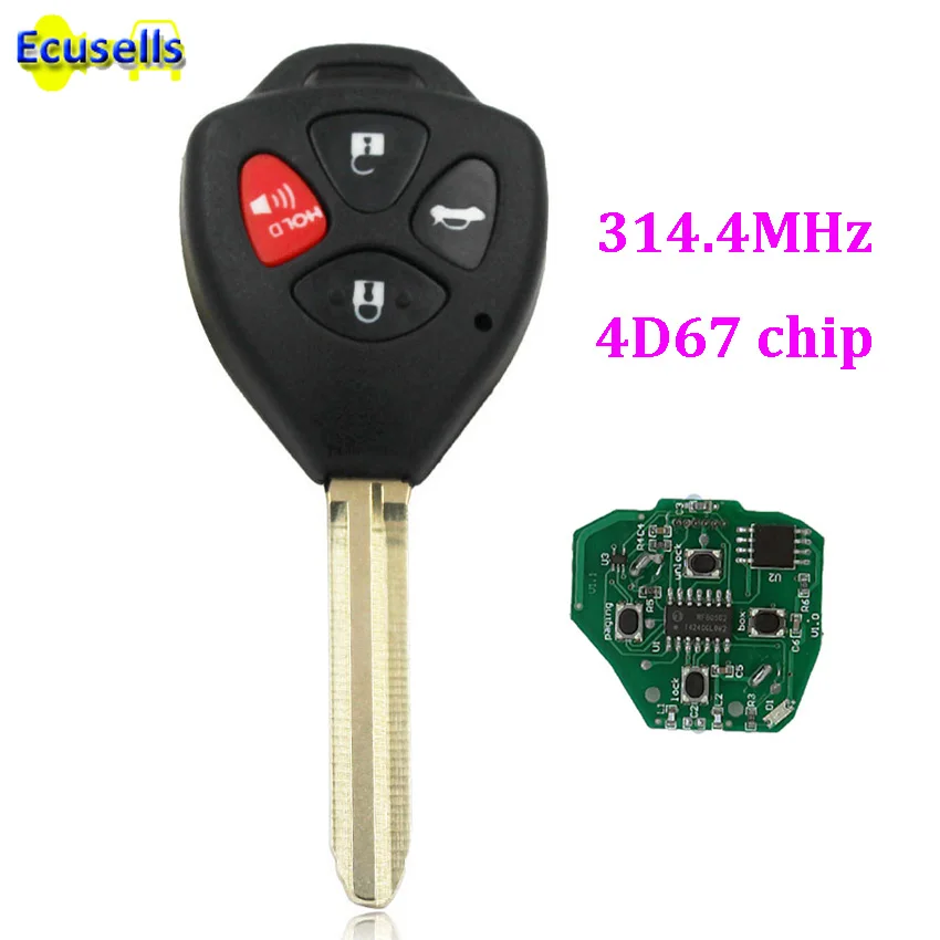 4 кнопочный дистанционный ключ с чипом 314 МГц 4D67 для TOYOTA Camry HYQ12BBY 1511A 12BBY лезвием