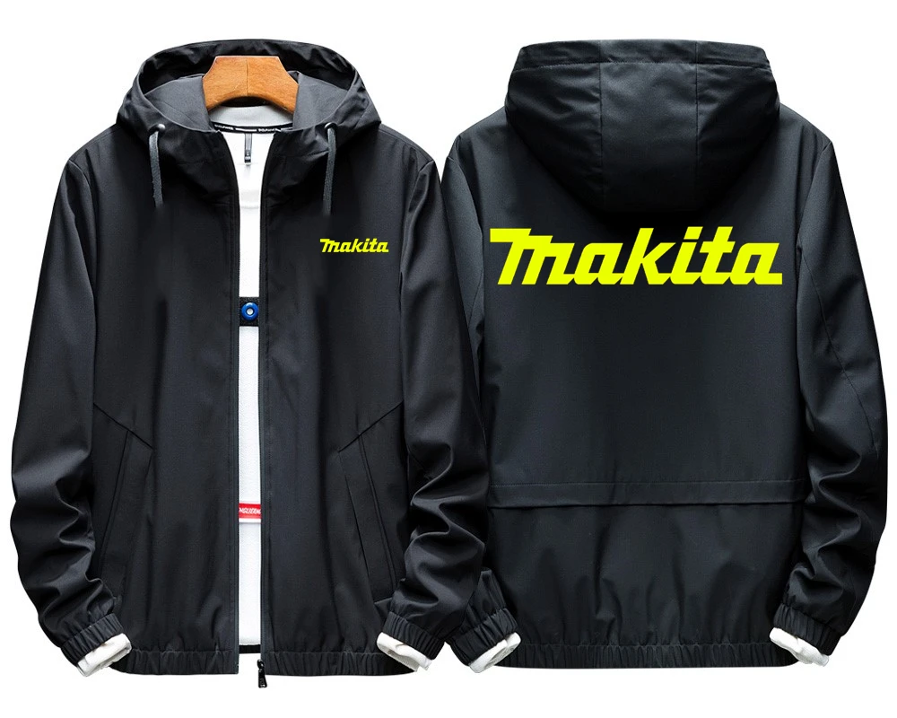 

2021 New Makita Brand Logo Spring Autumn England Style Jacket Men Thick Warm Hoodie Men Cotton Thick Print Zip Classic Warm Tops