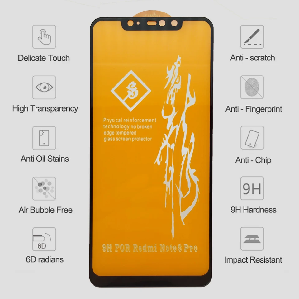 6D стекло для Xiaomi Redmi Note 7 6 Pro 5 4X Защитная пленка для экрана на Redmi 7A Note 7 5 6 Pro Закаленное защитное стекло для Xiaomi Mi 9 SE 8 A2 Lite A3 CC9 CC9E Mi 9 Защитное стекло Redmi Note 7 5 6 Защита экрана
