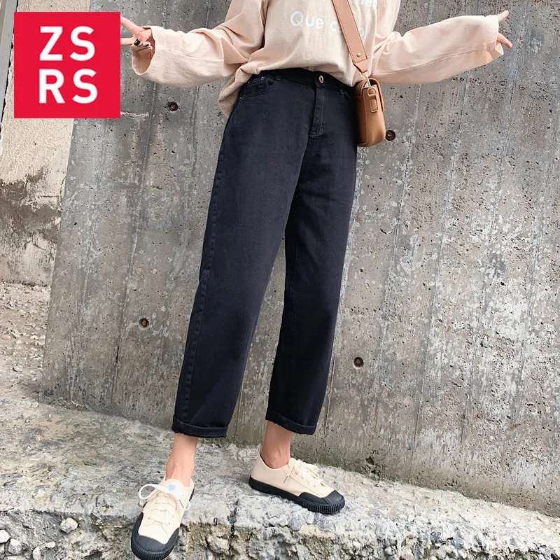 

Zsrs 2020 Spring New StyleWomen Blue/White/Black Loose Vintage Jeans Female Women High Waist Mom Jeans Women Pants Casual Jeans