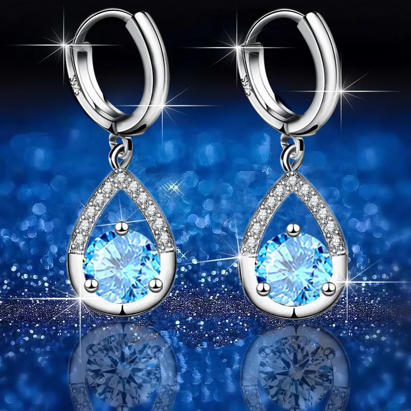 

925 sterling silver new women's fashion jewelry crystal zircon angel teardrop female luxury earrings hypoallergenic