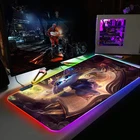 Игровой коврик для мыши LOL с подсветкой, RGB, USB, клавиатура со светодиодный Ной подсветкой, нескользящий коврик, 350*250  800*300 мм