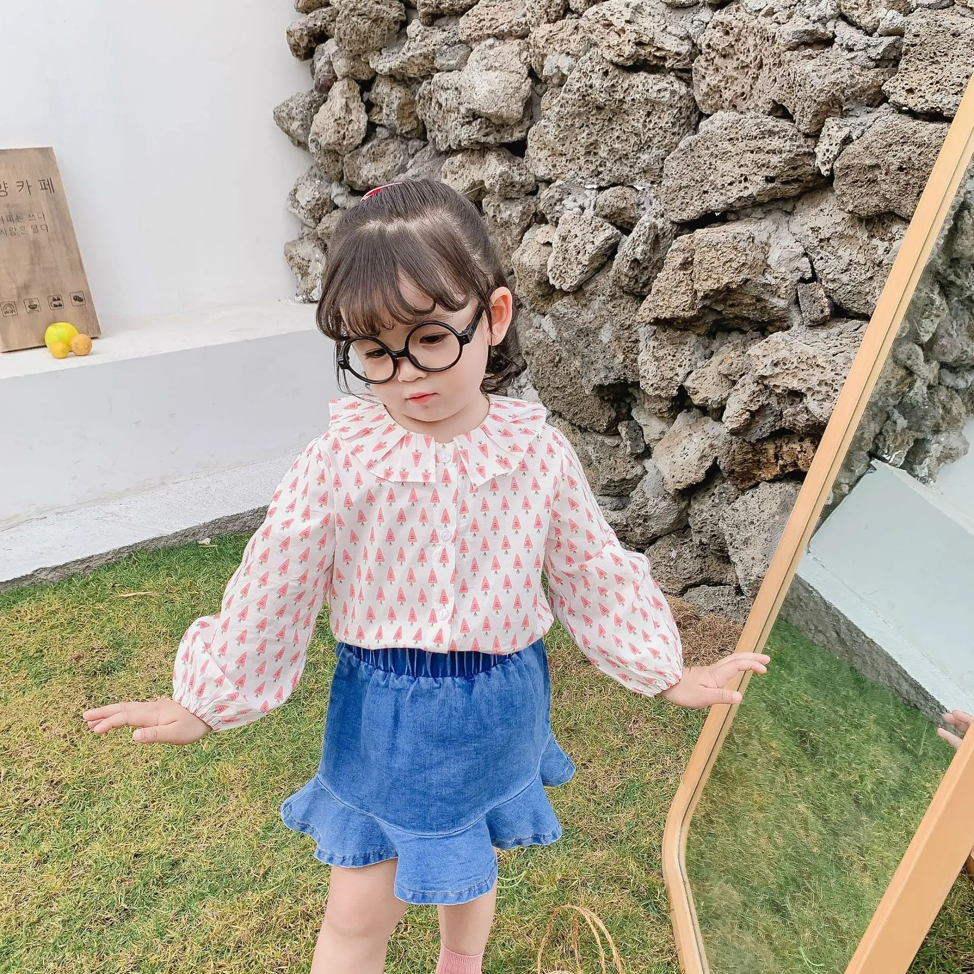 Милые хлопковые рубашки с принтом редиски для маленьких девочек 2020 Детская