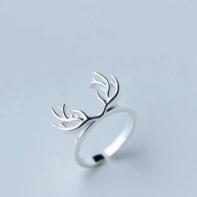 Милые рога открытие кольцо олень Регулируемый Шарм ювелирные изделия для женщин