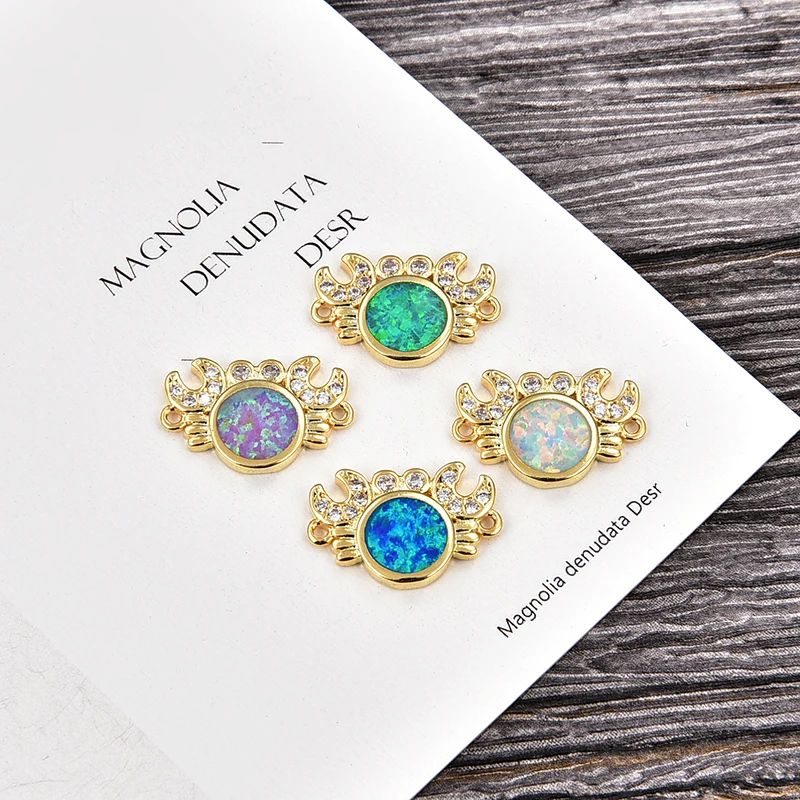 KAMAF модный соединитель DIY Браслеты Серьги Круглый огненный опал циркониевые