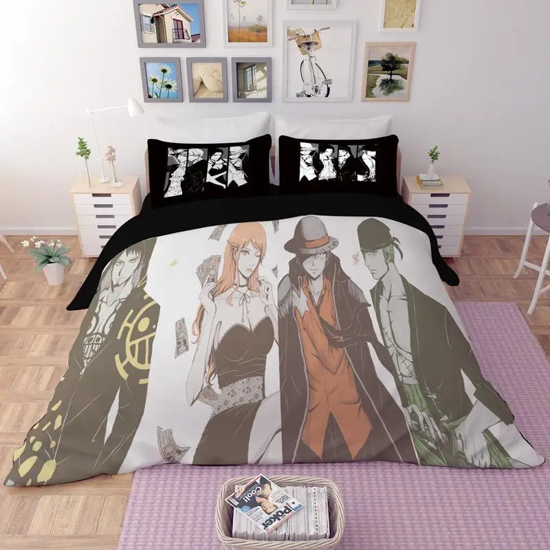 

3D Luffy Ace Brotherhood Anime Cartoon Bedding set duvet cover comforter bedding sets bedclothes bed (NO sheet)