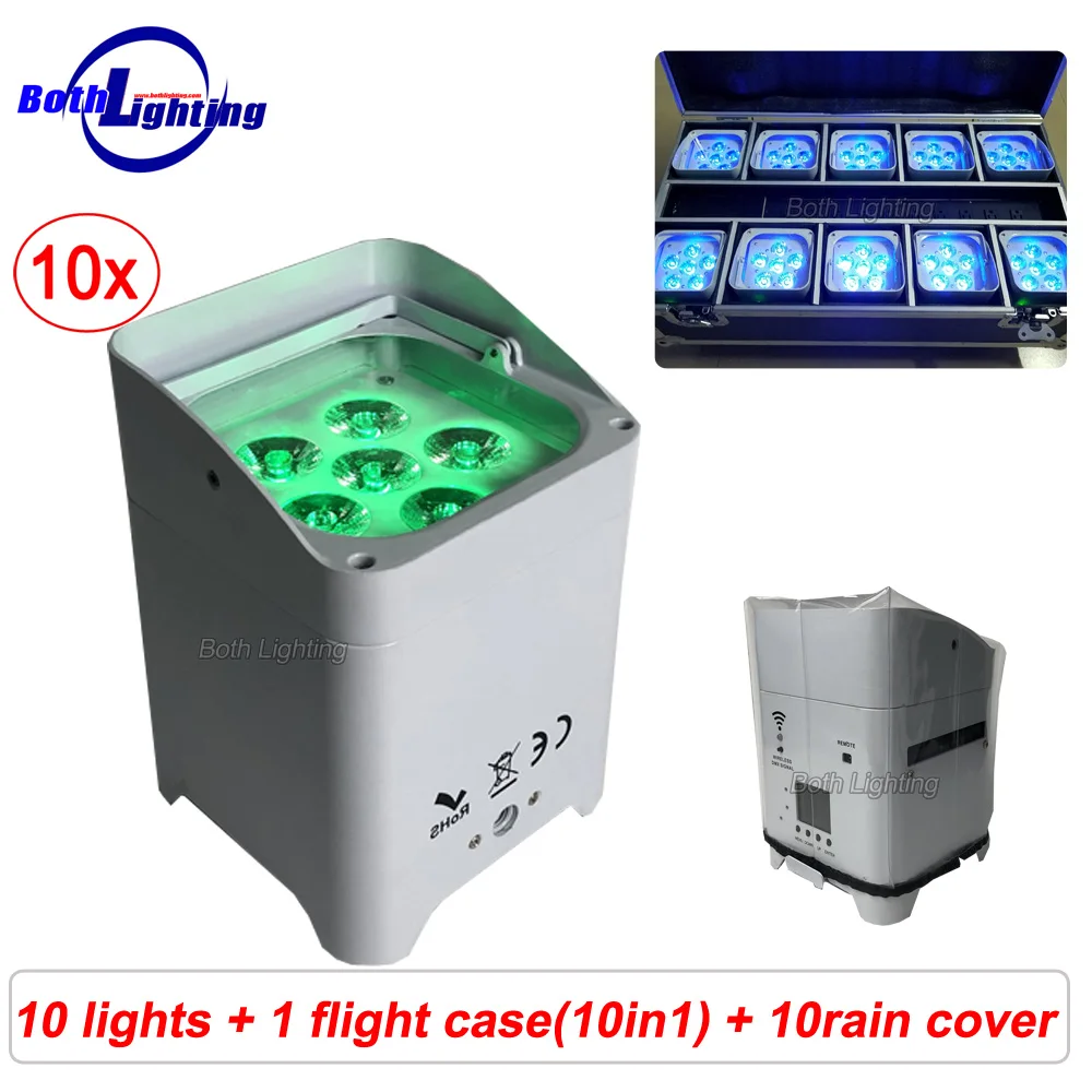 

PAR Light Wedding Uplight for 6X18W RGBWA+UV Wireless DMX LED Flat PAR Battery Powered LED PAR with Waterproof Rain Cover