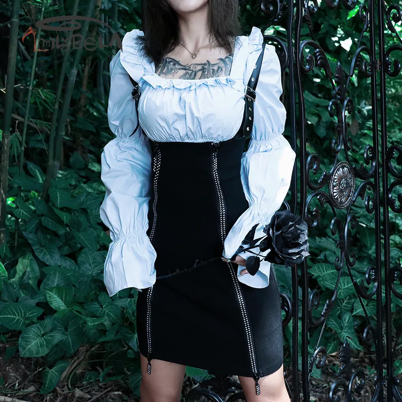 ImilyBela готическая юбка на подтяжках для женщин высокая талия молнии обтягивающая