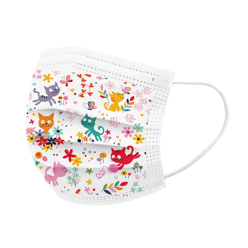 

50pcs Disposable Masks Dust-Proof Face Mask Children's Patterned Mouths Mask With Elastic Earloop Cubre Bocas Con Pedreria