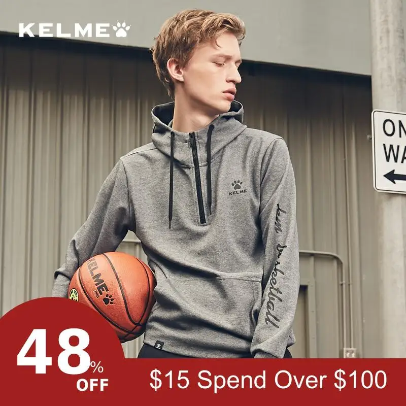 KELME спортивная одежда фитнес мужской теплый футбол баскетбол Повседневный свободный свитер с капюшоном 3881333