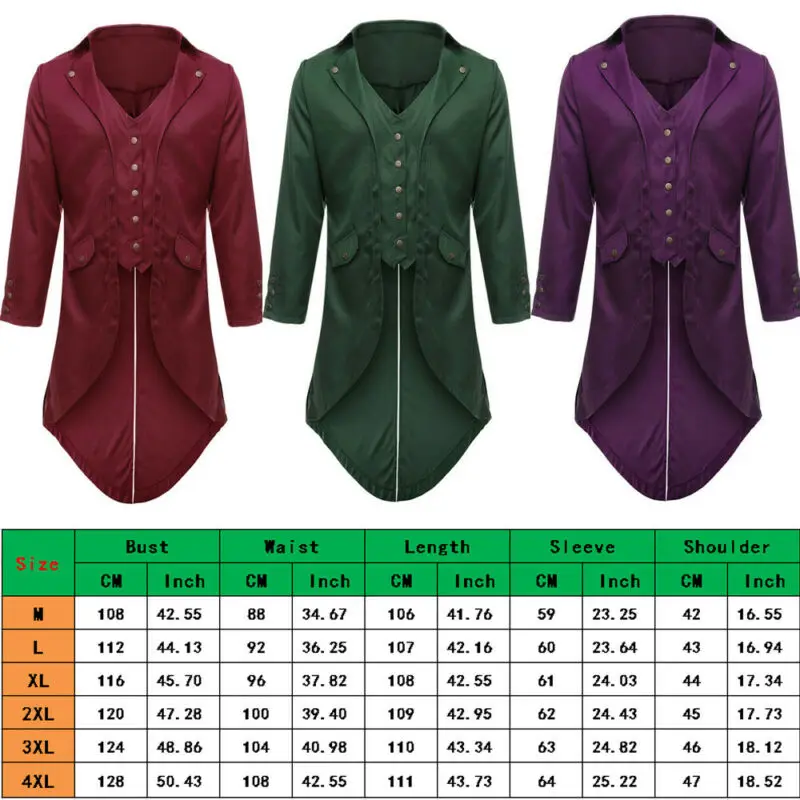 Мужское винтажное пальто в стиле стимпанк длинное готическом для смокинга